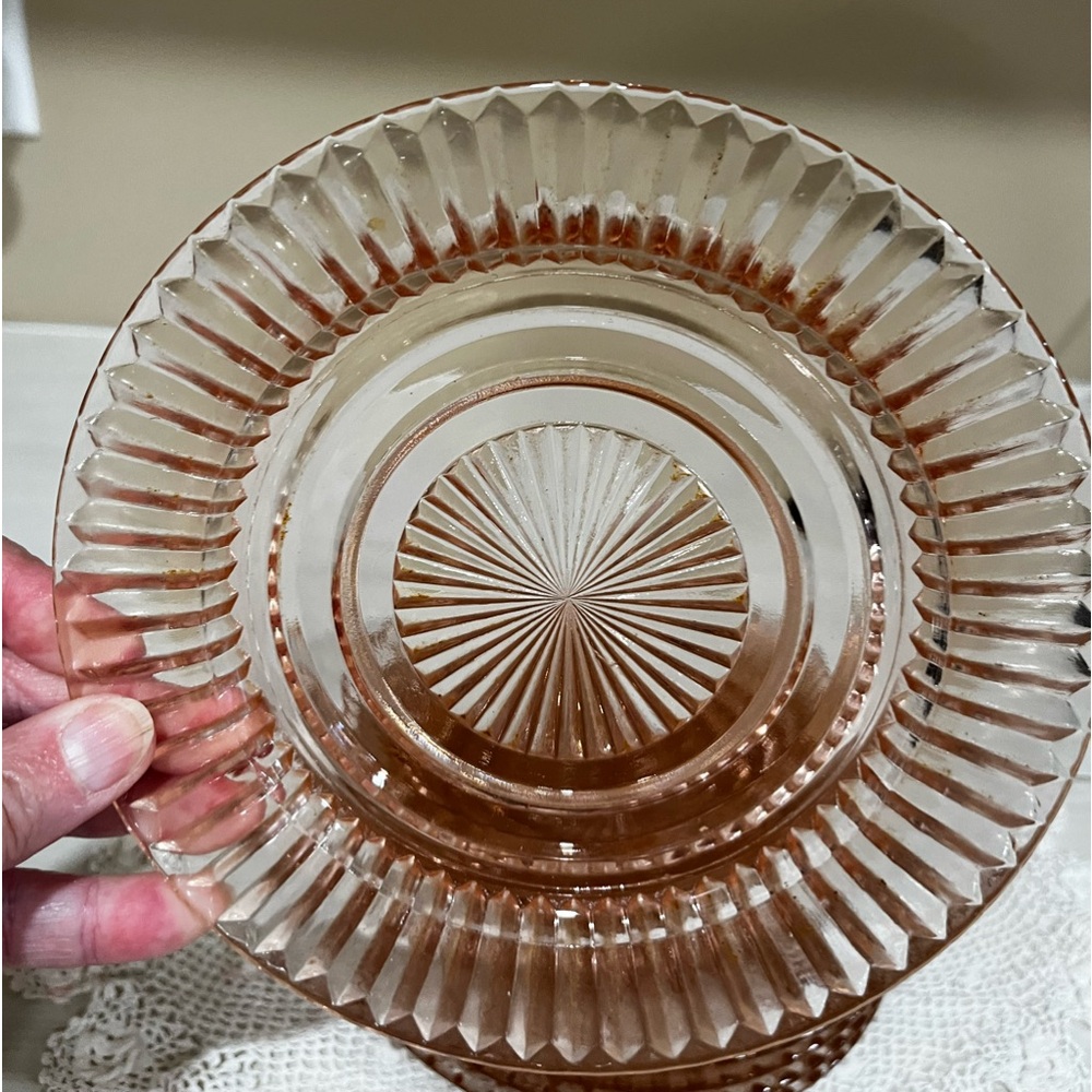 Vintage Depression Glass 6 Pink Swirl poss Federal Diana Bread & Butter Plates